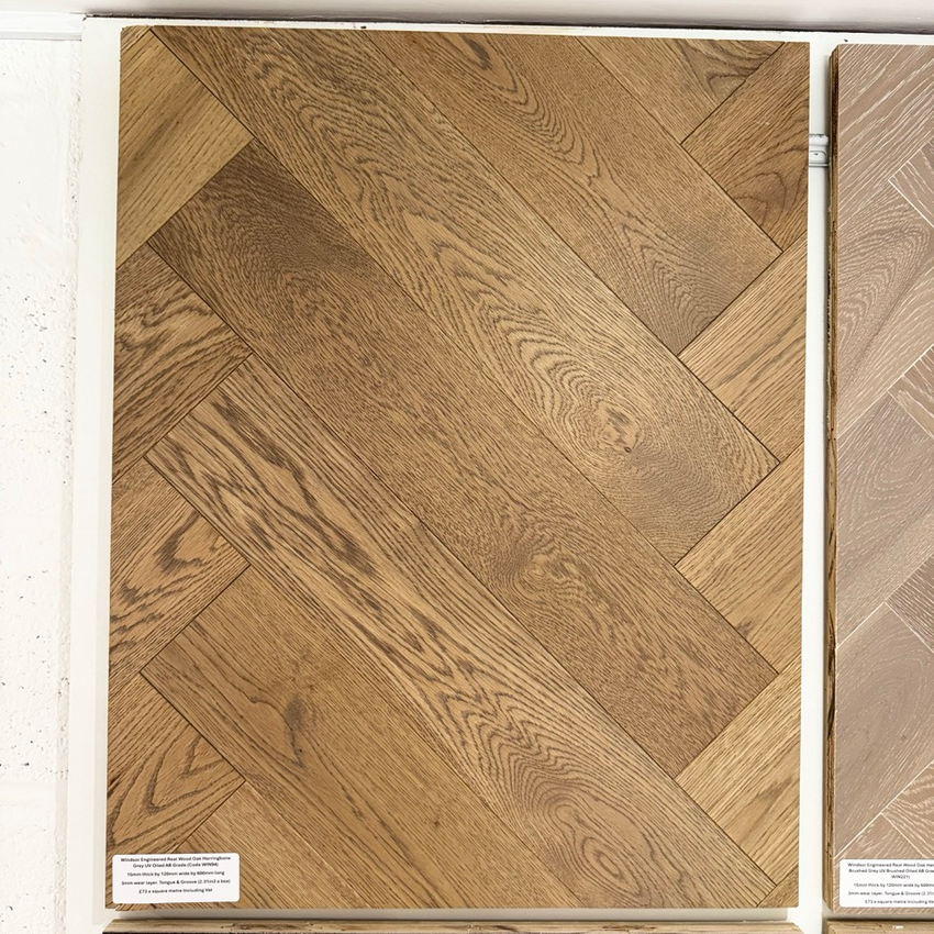 Windsor Engineered Real Wood Oak Herringbone Grey UV Oiled
